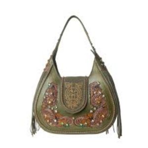 Myra Sierra Grove Handtooled Leather Bag in Western Fern