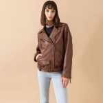 Aansila Leather Jacket In Chocolate Brown