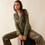 Aansila Leather Jacket In Fern Grotto Green