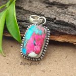 Cotton candy turquoise pendant necklace 925 sterling silver