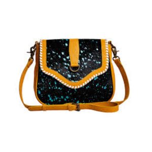 Skyviews Leather & Hairon Bag in Yellow
