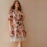WOMEN'S FASHION FLORAL PRINT CONTRAST LACE SHORT DRESS