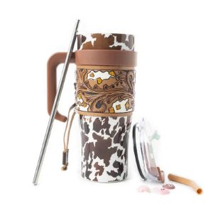Wide Wyoming Tumbler In Brown and White