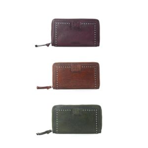 Zidana Astra Studded Veg Tanned Leather Wallet Variant Combo