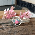 Cotton Candy Turquoise Bracelet: Sterling Silver Adjustable Cuff