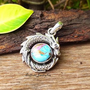 Handmade Cotton Candy Turquoise Pendant, Gemstone 925 Sterling Silver