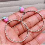 Pink Cotton Candy Turquoise Pear Drop Earrings