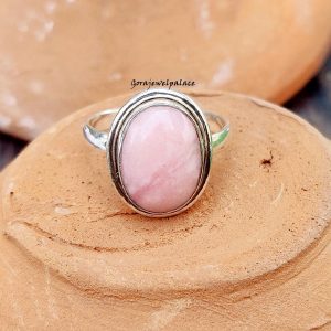 Handmade Pink Opal Ring: 925 Sterling Silver Band